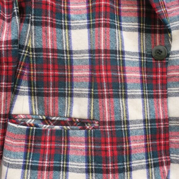 GIORGIO SANT ANGELO tartan plaid blazer vintage wool 12 red green scottish pockt - Picture 5 of 12